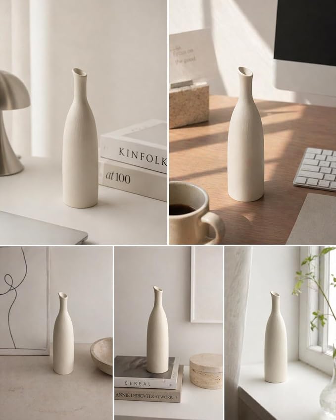Weiße Keramikvase – Minimalistische Deko Vase