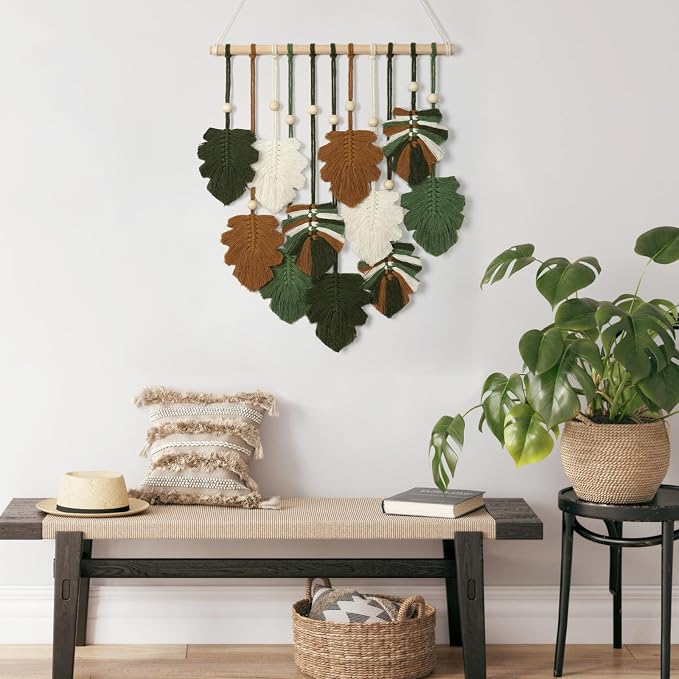 Makramee Wandbehang Blätter | Boho Wanddeko
