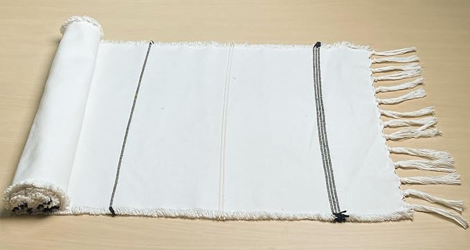 Tischläufer Ivory & Schwarz aus Baumwolle | 183 cm
