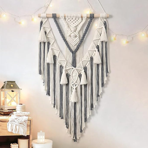 Boho Makramee Wandbehang Beige & Grau | Wanddeko