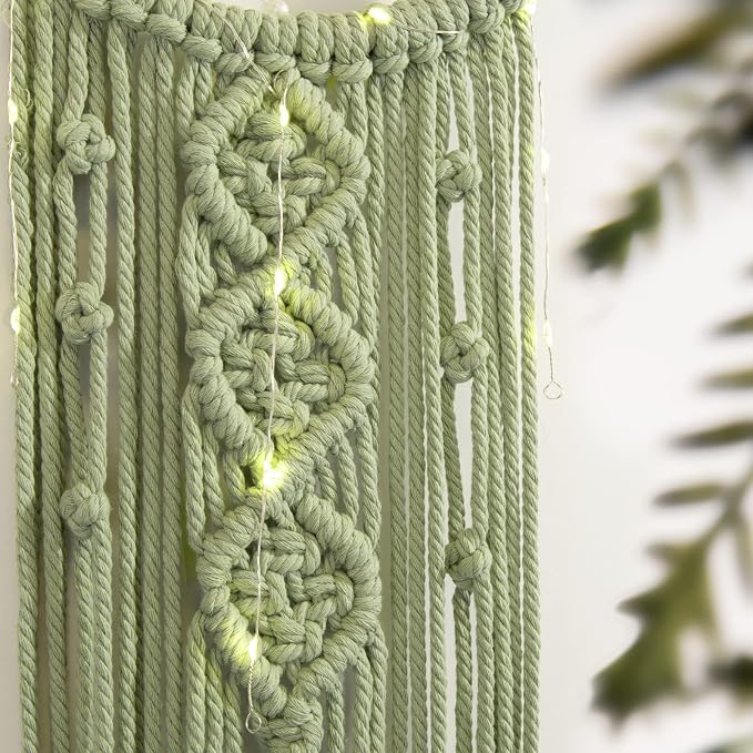 Makramee Traumfänger Mond & Stern Grün | Boho Deko