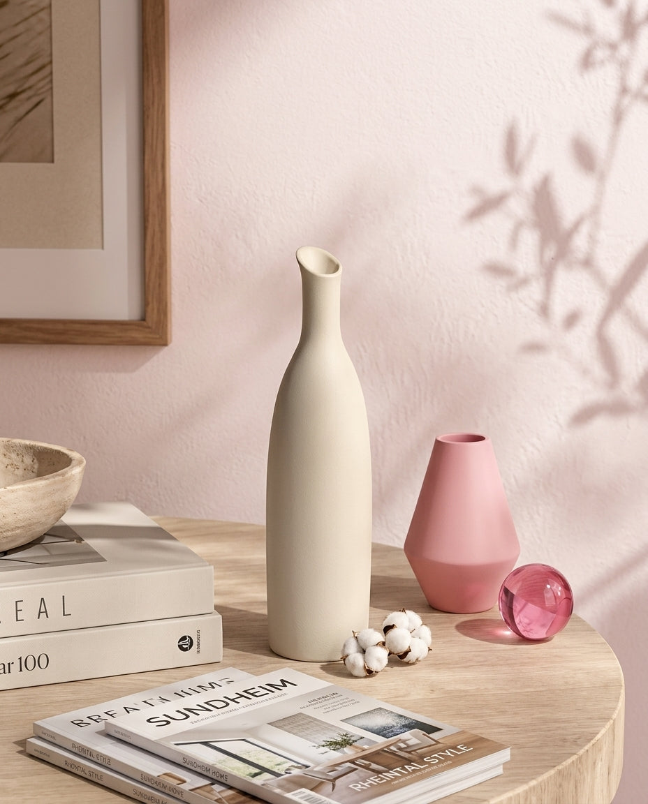 Weiße Keramikvase – Minimalistische Deko Vase
