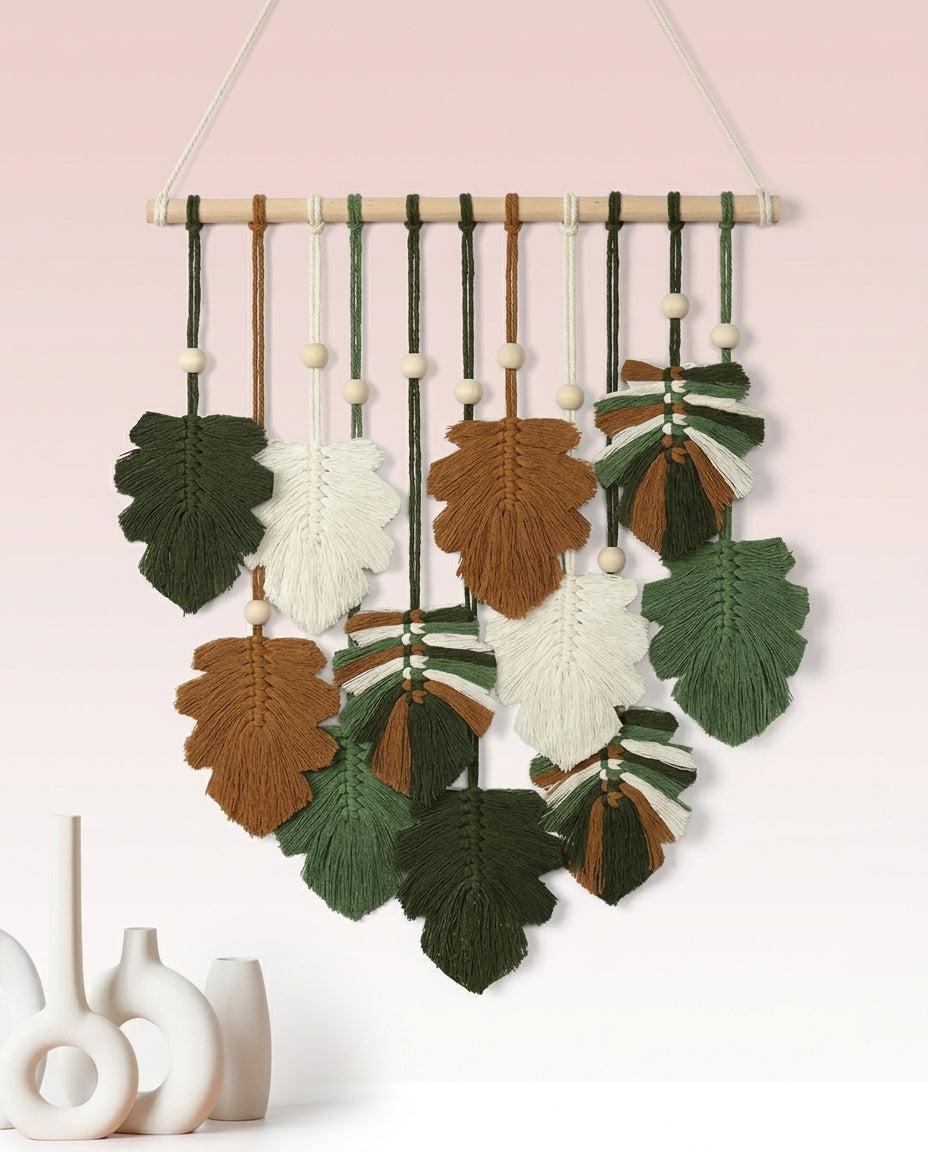 Makramee Wandbehang Blätter | Boho Wanddeko